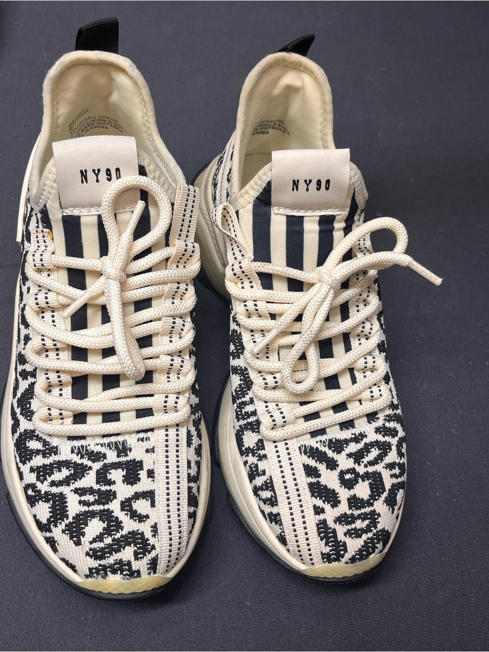 Women's Cream and Black leopard print Sneaker